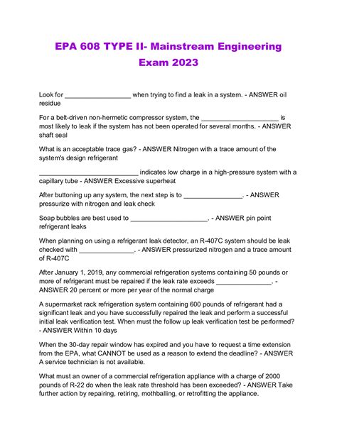 mainstream engineering epa practice test